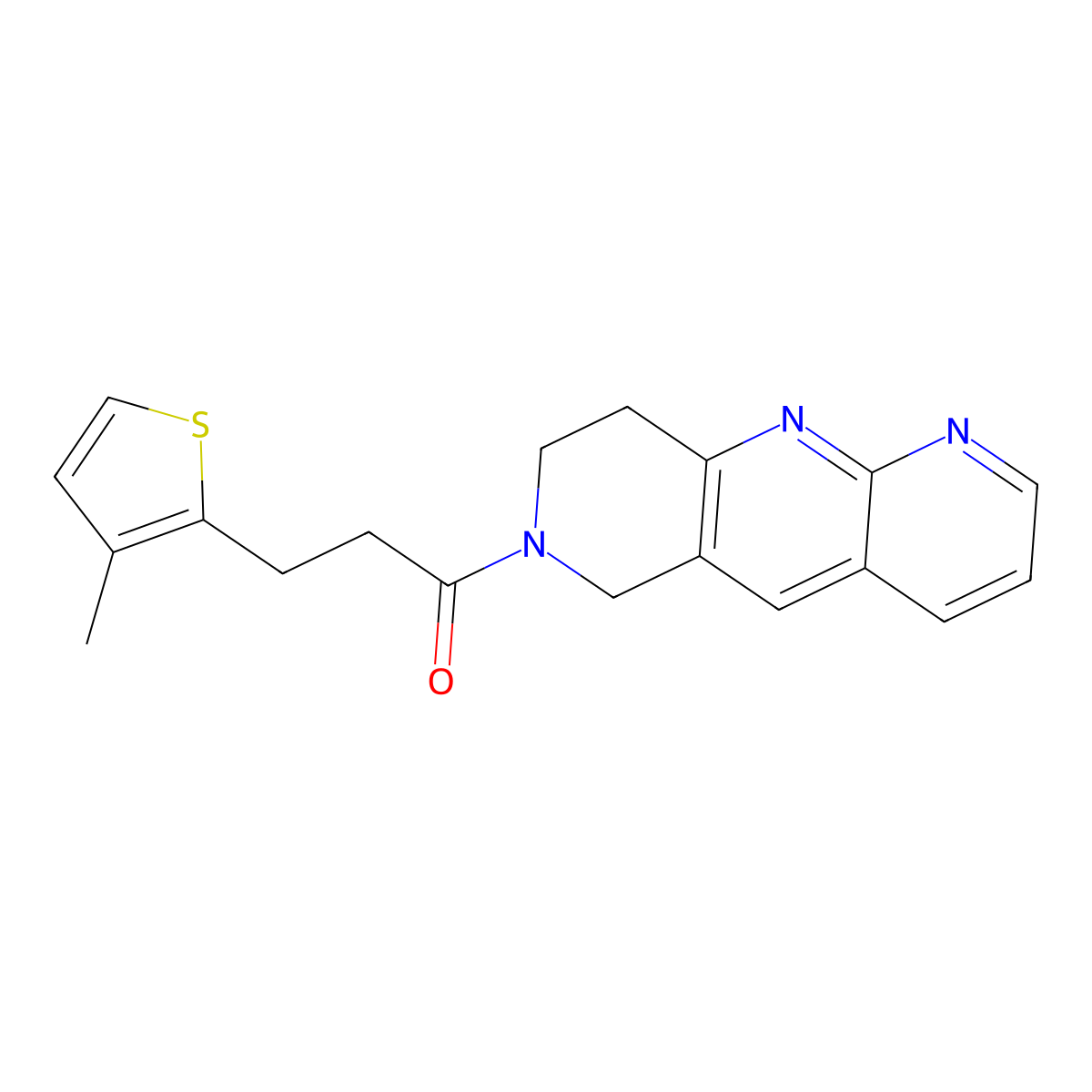 3-(3-methylthiophen-2-yl)-1-{6H,7H,8H,9H-pyrido[2,3-b]1,6-naphthyridin-7-yl}propan-1-one molecular structure, CAS 2770611-10-2