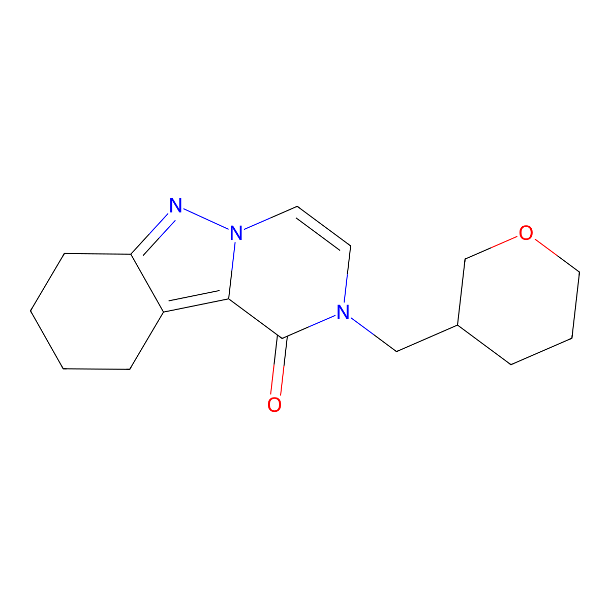 2-[(oxan-3-yl)methyl]-1H,2H,7H,8H,9H,10H-pyrazino[1,2-b]indazol-1-one molecular structure, CAS 2770611-13-5