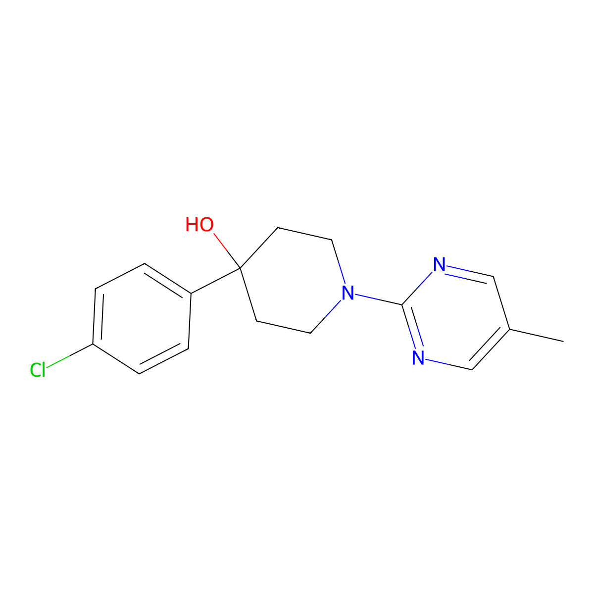 4-(4-Chlorophenyl)-1-(5-methylpyrimidin-2-yl)piperidin-4-ol molecular structure, CAS 2770611-15-7