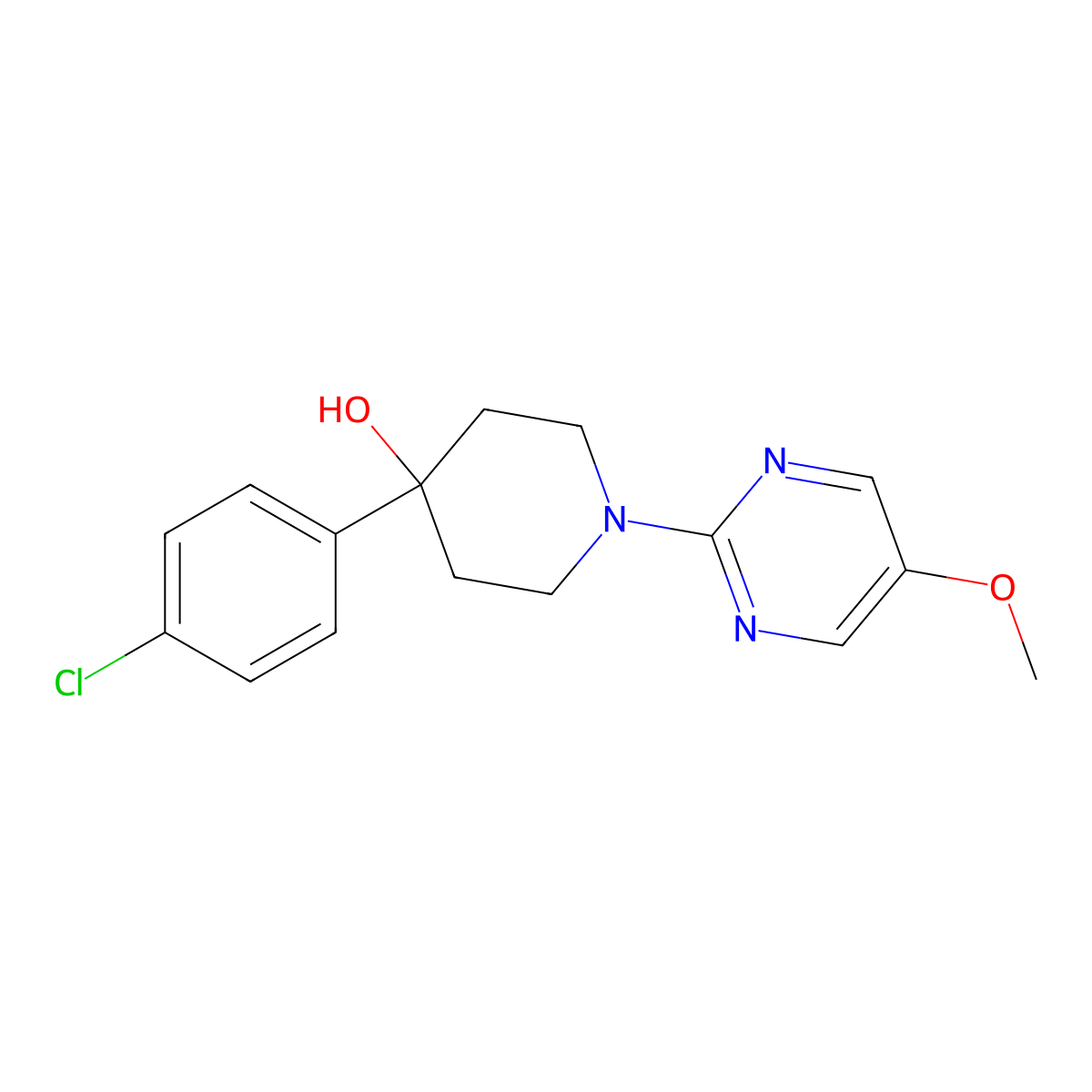 4-(4-Chlorophenyl)-1-(5-methoxypyrimidin-2-yl)piperidin-4-ol molecular structure, CAS 2770611-22-6