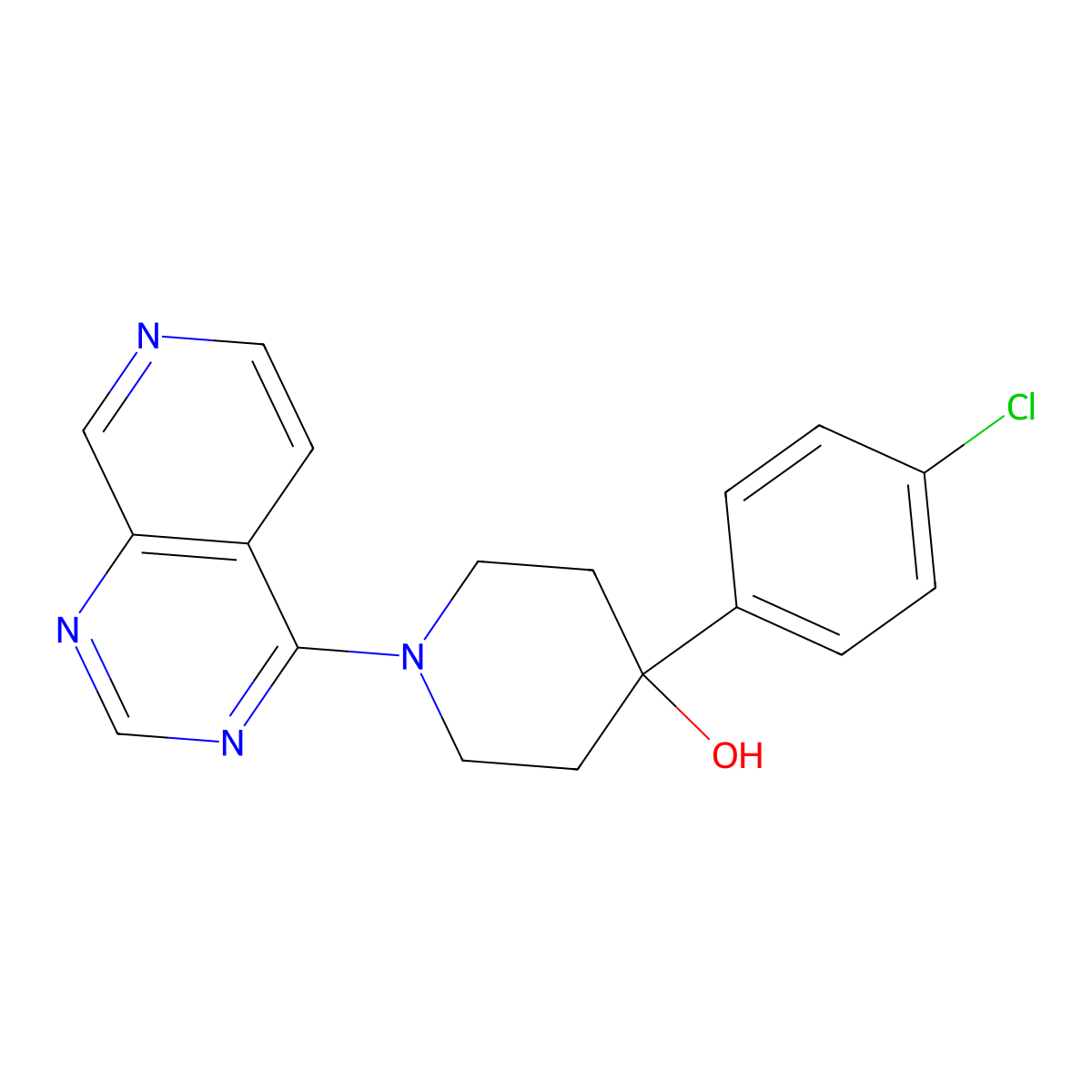 4-(4-Chlorophenyl)-1-{pyrido[3,4-d]pyrimidin-4-yl}piperidin-4-ol molecular structure, CAS 2770611-23-7