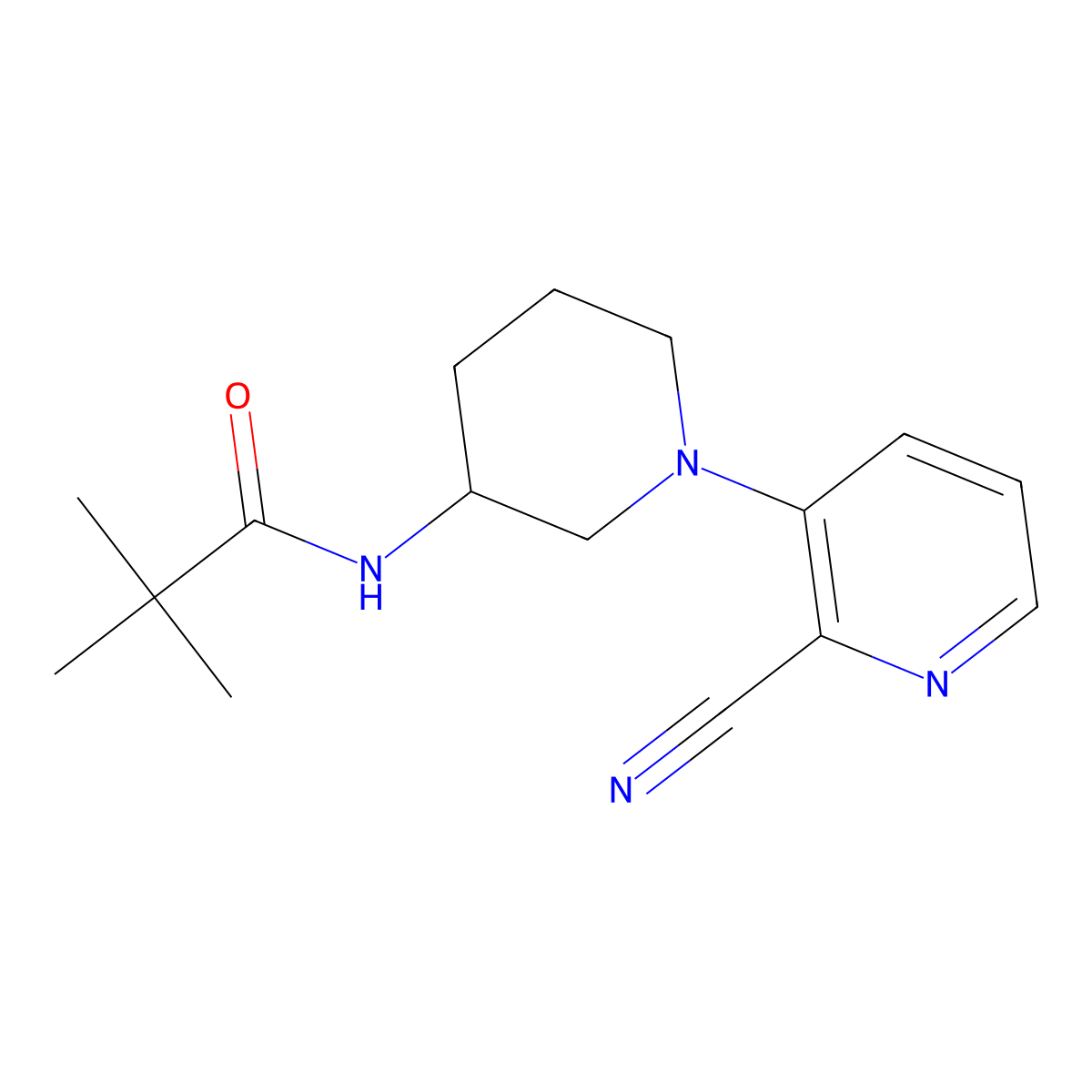 N-[1-(2-cyanopyridin-3-yl)piperidin-3-yl]-2,2-dimethylpropanamide molecular structure, CAS 2770611-27-1