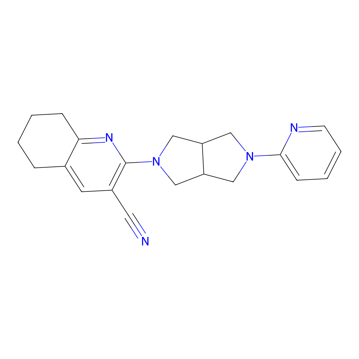 2-[5-(Pyridin-2-yl)-octahydropyrrolo[3,4-c]pyrrol-2-yl]-5,6,7,8-tetrahydroquinoline-3-carbonitrile molecular structure, CAS 2770611-28-2