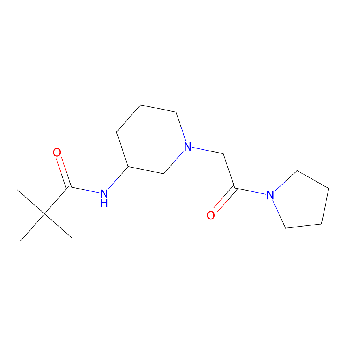 2,2-dimethyl-N-{1-[2-oxo-2-(pyrrolidin-1-yl)ethyl]piperidin-3-yl}propanamide molecular structure, CAS 2770611-30-6