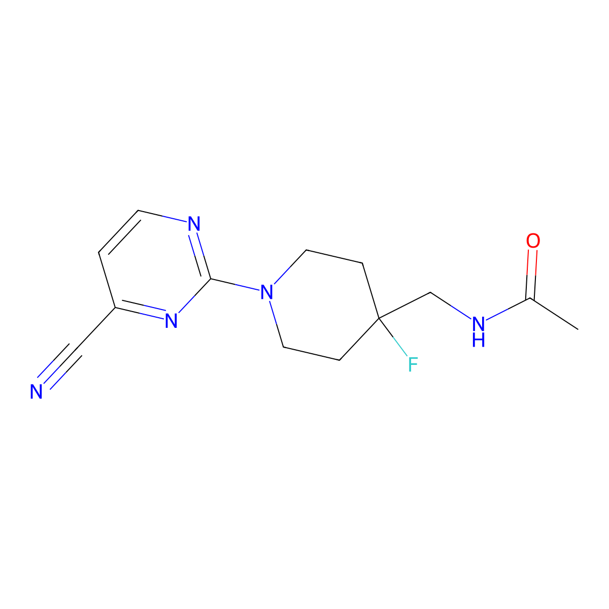 N-{[1-(4-cyanopyrimidin-2-yl)-4-fluoropiperidin-4-yl]methyl}acetamide molecular structure, CAS 2770611-32-8