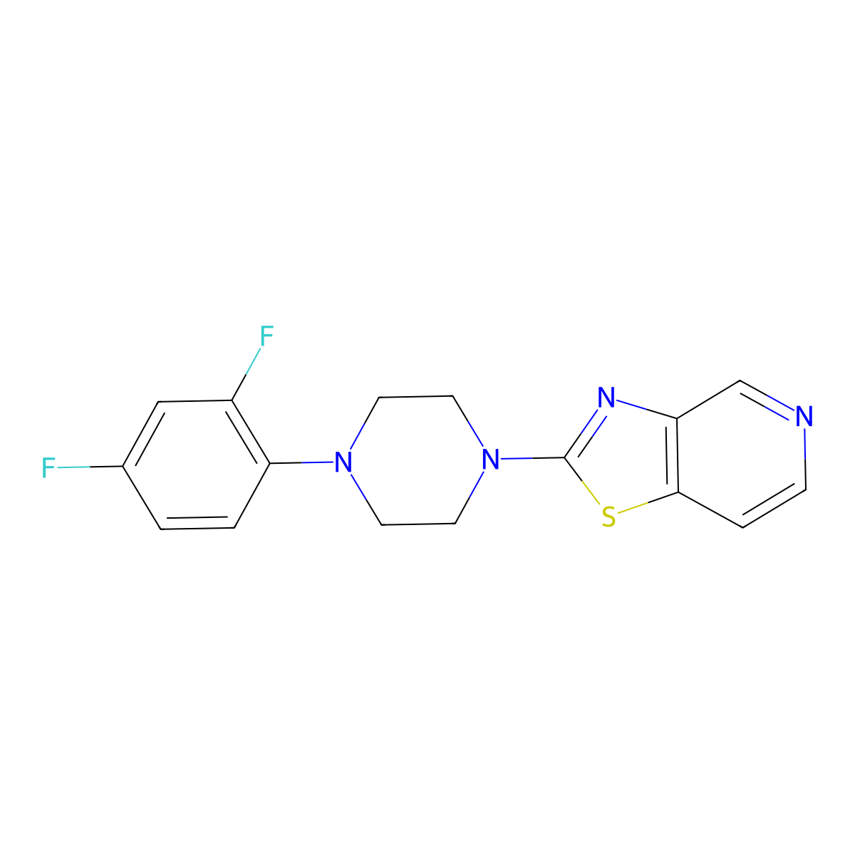 1-(2,4-Difluorophenyl)-4-{[1,3]thiazolo[4,5-c]pyridin-2-yl}piperazine molecular structure, CAS 2770611-33-9