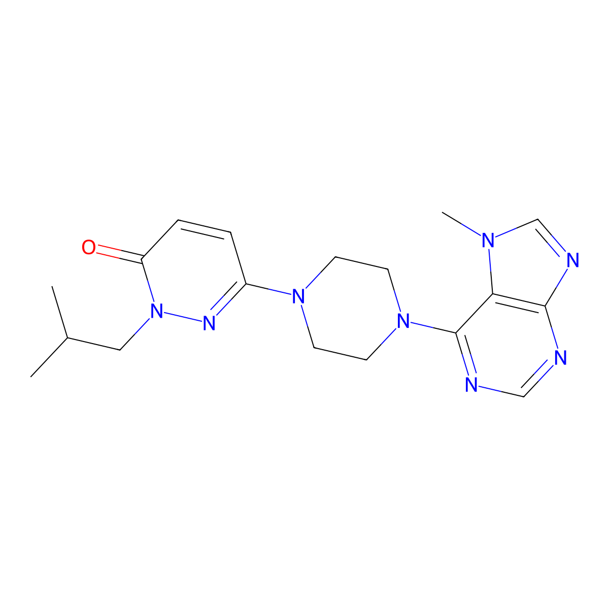 6-[4-(7-methyl-7H-purin-6-yl)piperazin-1-yl]-2-(2-methylpropyl)-2,3-dihydropyridazin-3-one molecular structure, CAS 2770611-36-2