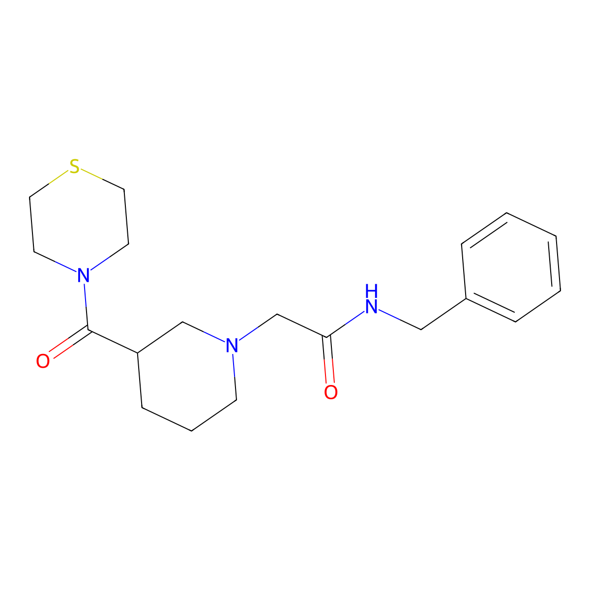 N-benzyl-2-[3-(thiomorpholine-4-carbonyl)piperidin-1-yl]acetamide molecular structure, CAS 2770611-39-5