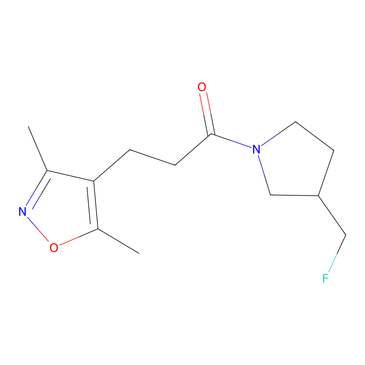 3-(3,5-Dimethyl-1,2-oxazol-4-yl)-1-[3-(fluoromethyl)pyrrolidin-1-yl]propan-1-one molecular structure, CAS 2770611-42-0