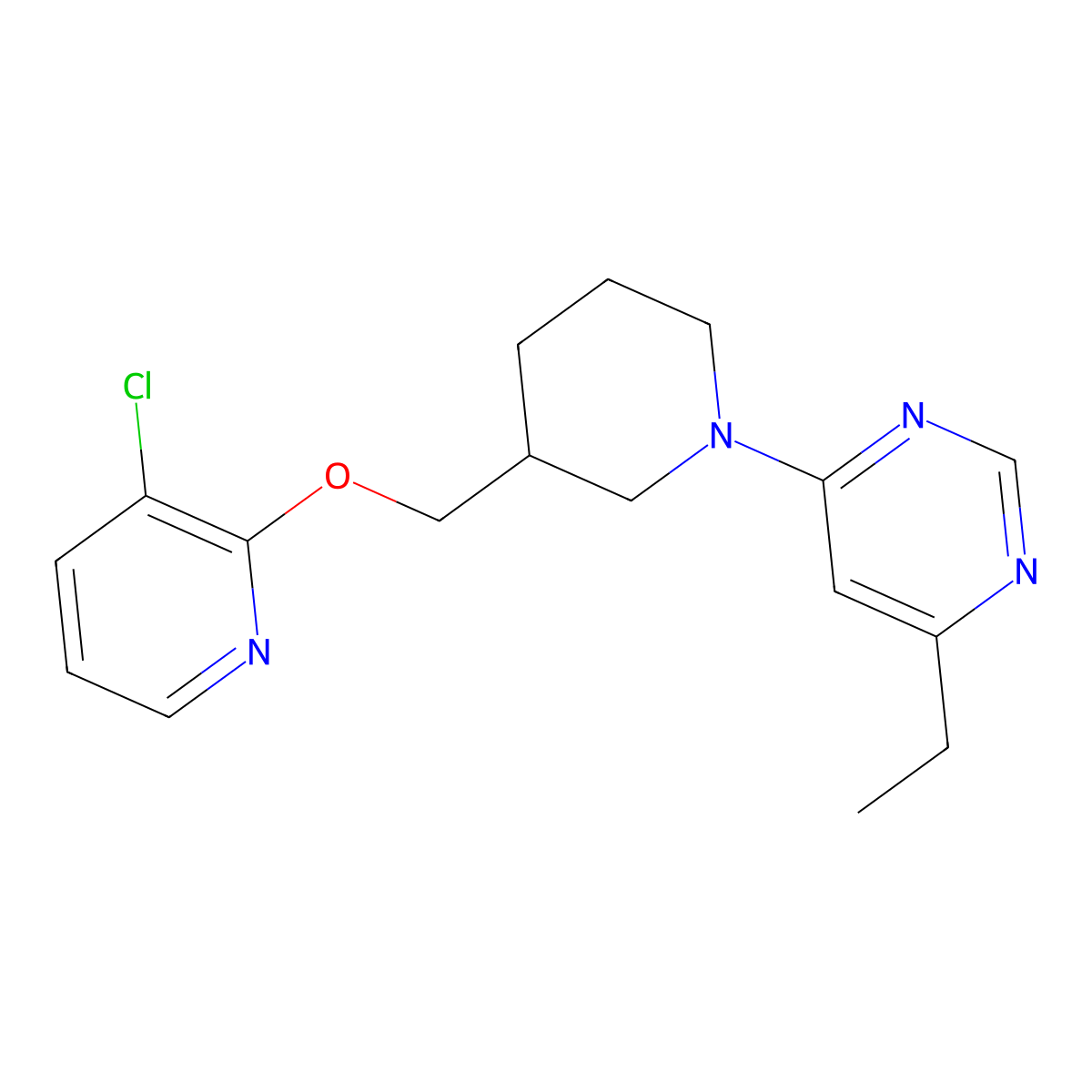 4-(3-{[(3-Chloropyridin-2-yl)oxy]methyl}piperidin-1-yl)-6-ethylpyrimidine molecular structure, CAS 2770611-45-3