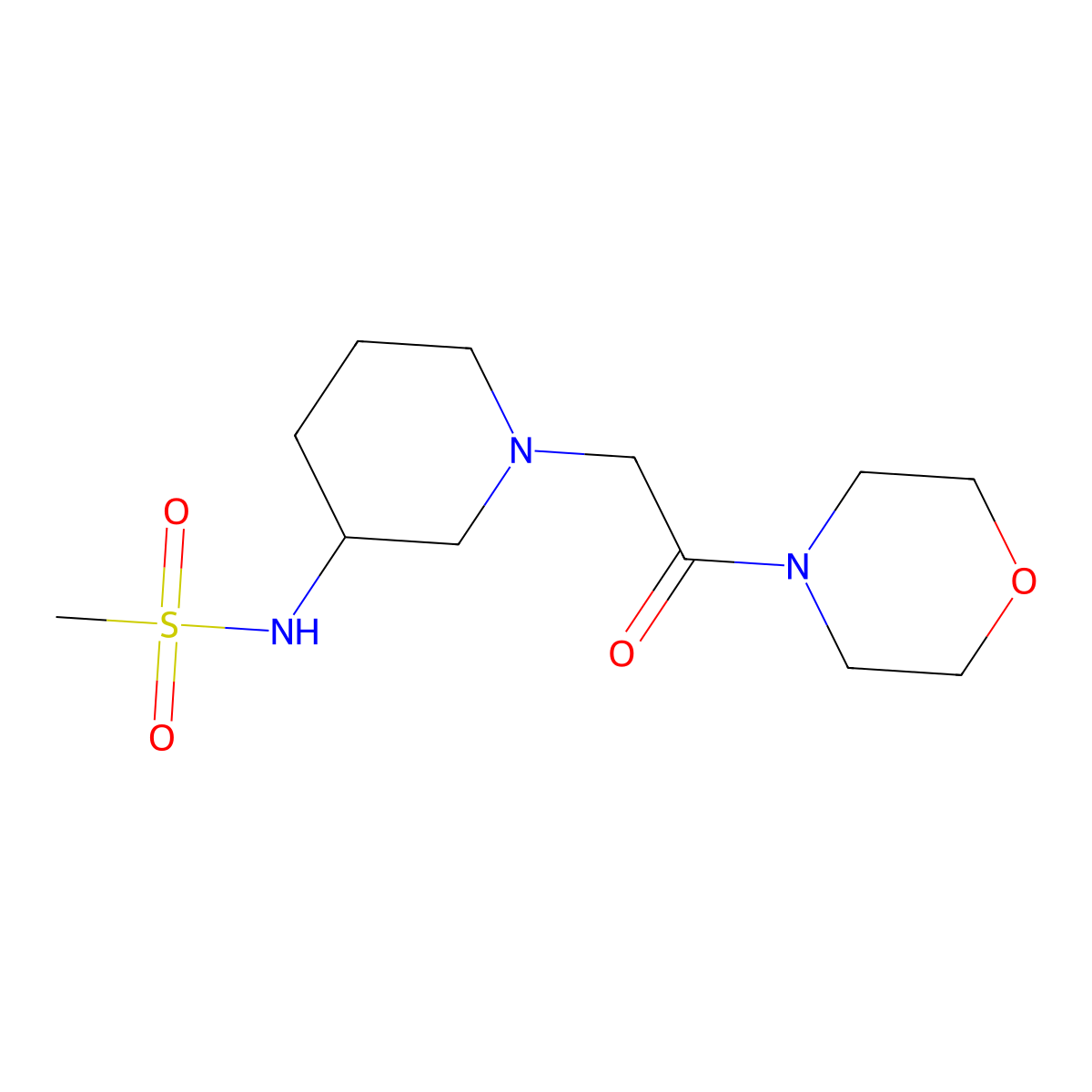 N-{1-[2-(morpholin-4-yl)-2-oxoethyl]piperidin-3-yl}methanesulfonamide molecular structure, CAS 2770611-46-4
