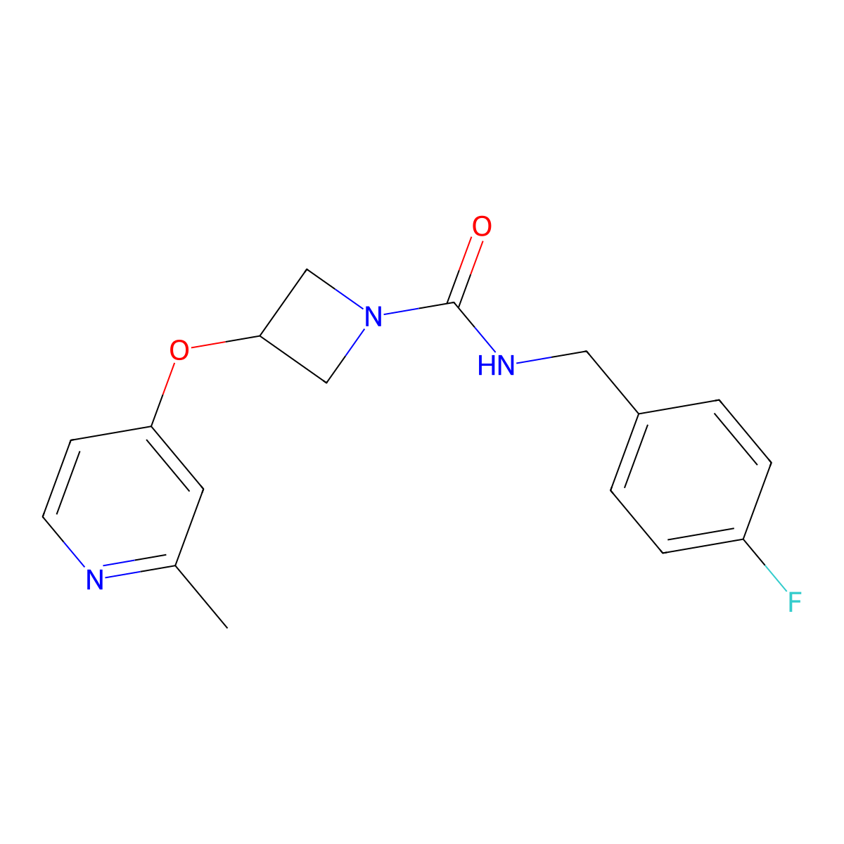 N-[(4-fluorophenyl)methyl]-3-[(2-methylpyridin-4-yl)oxy]azetidine-1-carboxamide molecular structure, CAS 2770611-48-6