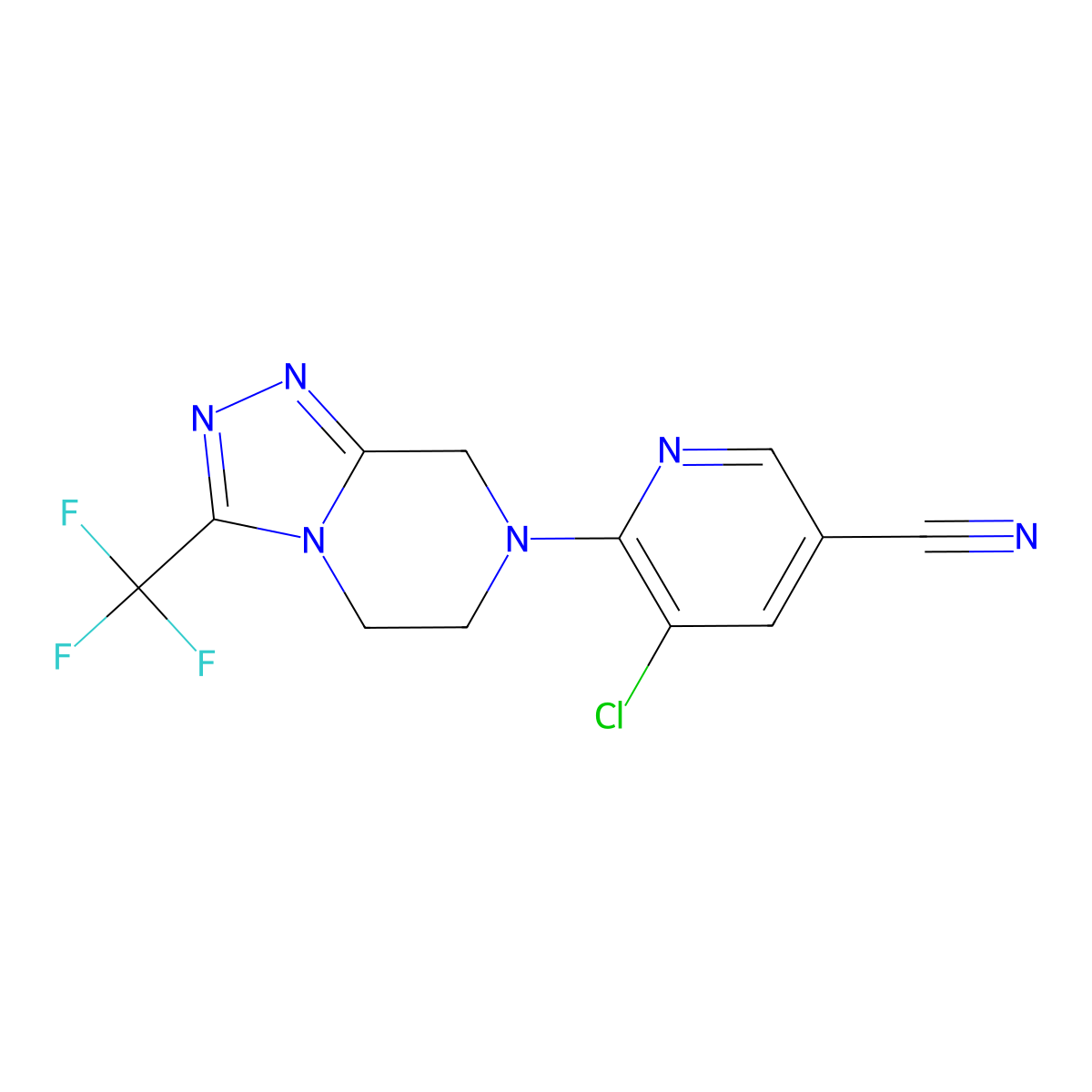 5-chloro-6-[3-(trifluoromethyl)-5H,6H,7H,8H-[1,2,4]triazolo[4,3-a]pyrazin-7-yl]pyridine-3-carbonitrile molecular structure, CAS 2770611-50-0