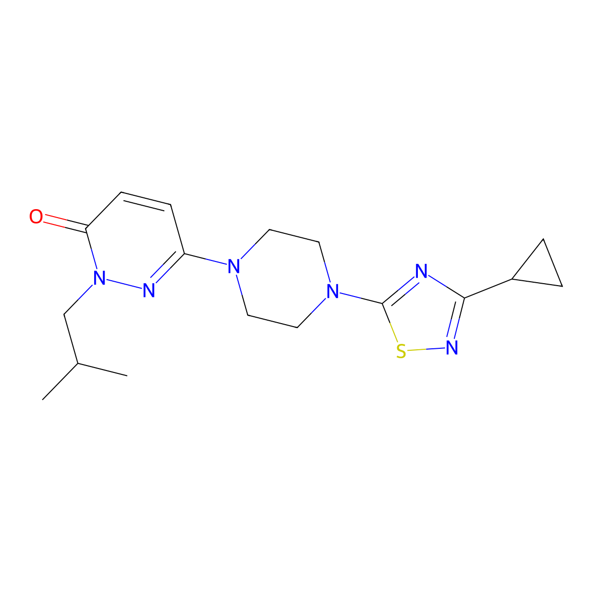 6-[4-(3-Cyclopropyl-1,2,4-thiadiazol-5-yl)piperazin-1-yl]-2-(2-methylpropyl)pyridazin-3-one molecular structure, CAS 2770611-56-6