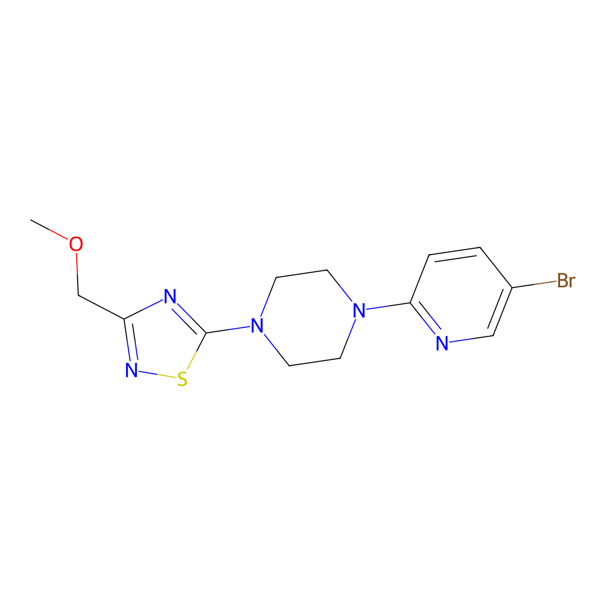 1-(5-Bromopyridin-2-yl)-4-[3-(methoxymethyl)-1,2,4-thiadiazol-5-yl]piperazine molecular structure, CAS 2770611-62-4