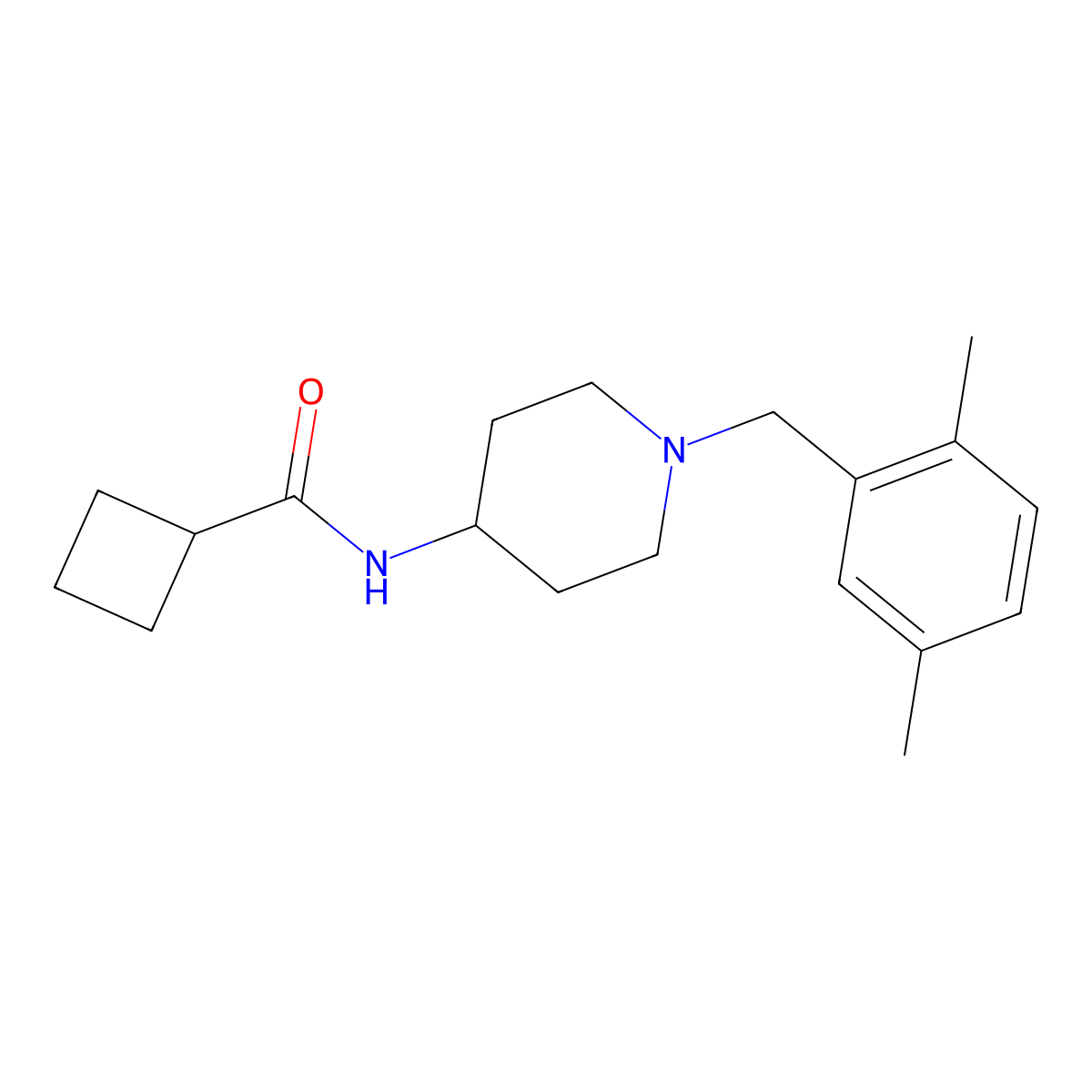 N-{1-[(2,5-dimethylphenyl)methyl]piperidin-4-yl}cyclobutanecarboxamide molecular structure, CAS 2770611-65-7