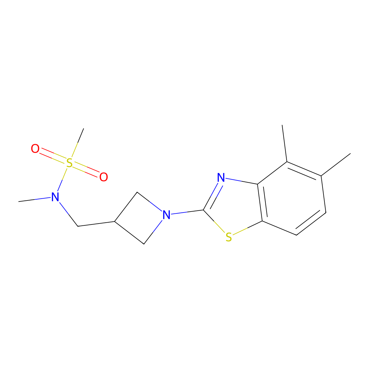N-{[1-(4,5-dimethyl-1,3-benzothiazol-2-yl)azetidin-3-yl]methyl}-N-methylmethanesulfonamide molecular structure, CAS 2770611-68-0