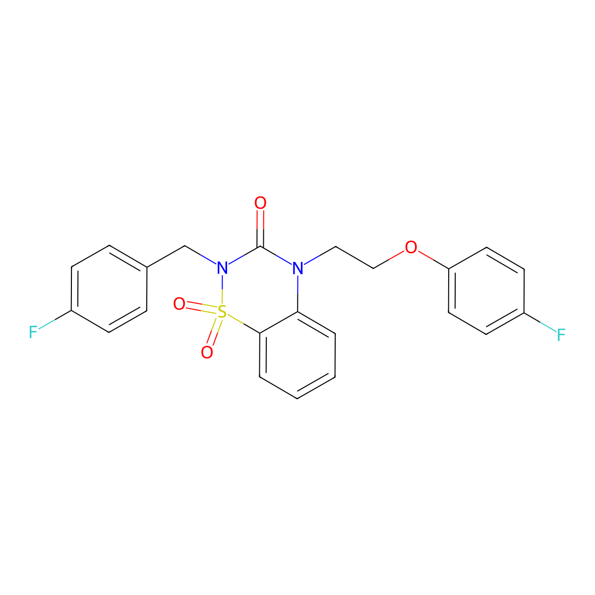 4-[2-(4-Fluorophenoxy)ethyl]-2-[(4-fluorophenyl)methyl]-1,1-dioxo-1lambda6,2,4-benzothiadiazin-3-one molecular structure, CAS 2770611-72-6