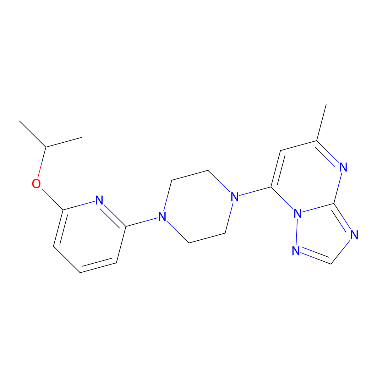 1-{5-Methyl-[1,2,4]triazolo[1,5-a]pyrimidin-7-yl}-4-[6-(propan-2-yloxy)pyridin-2-yl]piperazine molecular structure, CAS 2770611-73-7