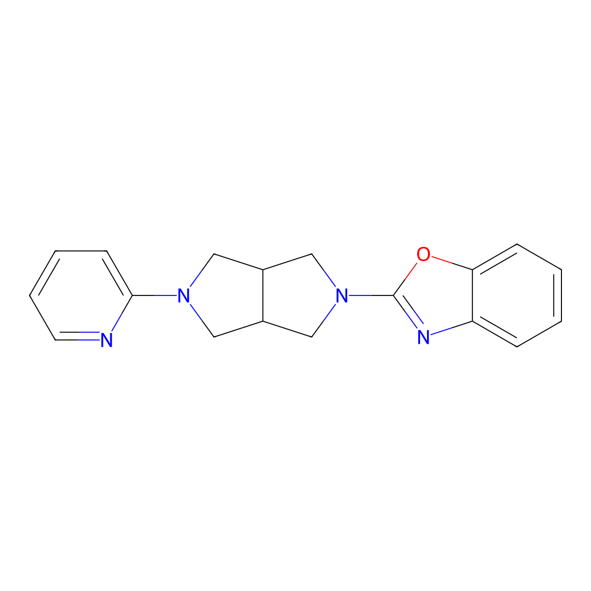 2-[5-(Pyridin-2-yl)-octahydropyrrolo[3,4-c]pyrrol-2-yl]-1,3-benzoxazole molecular structure, CAS 2770611-80-6