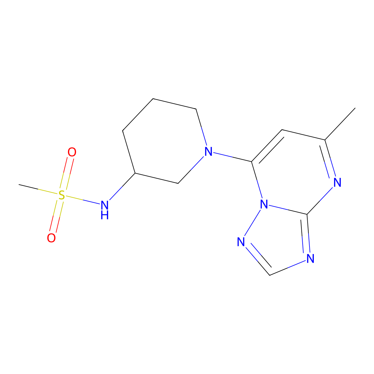 N-(1-{5-methyl-[1,2,4]triazolo[1,5-a]pyrimidin-7-yl}piperidin-3-yl)methanesulfonamide molecular structure, CAS 2770611-81-7