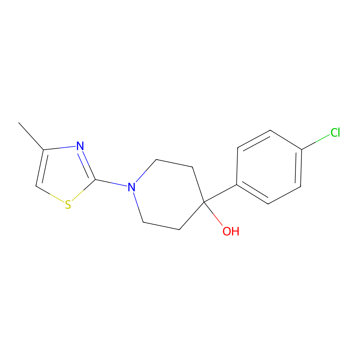4-(4-Chlorophenyl)-1-(4-methyl-1,3-thiazol-2-yl)piperidin-4-ol molecular structure, CAS 2770611-83-9