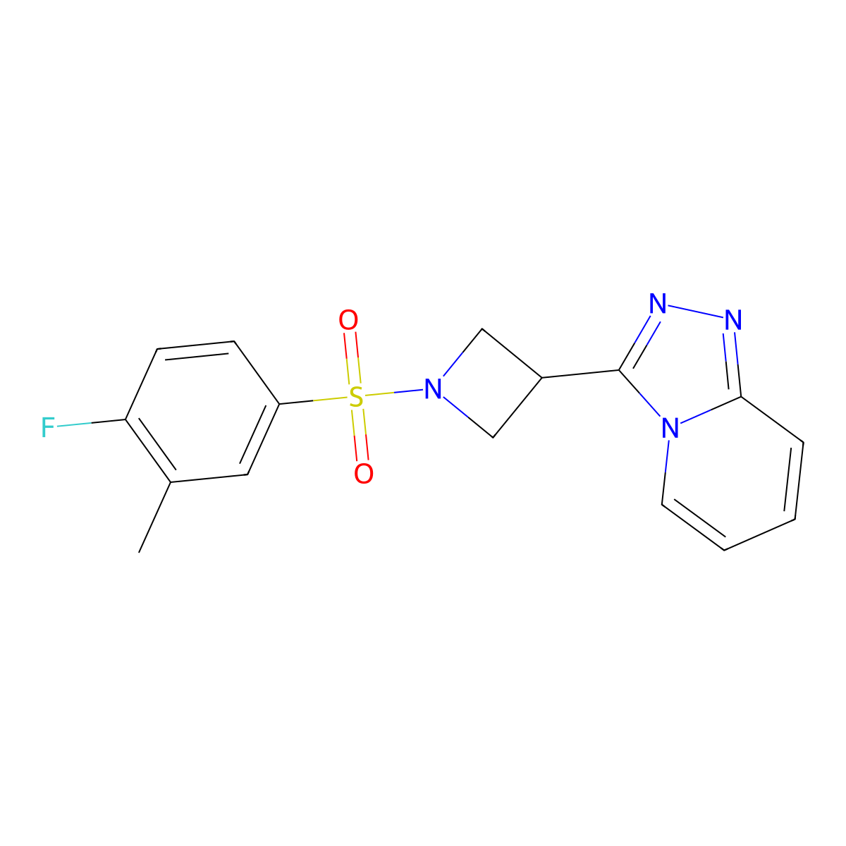 1-(4-Fluoro-3-methylbenzenesulfonyl)-3-{[1,2,4]triazolo[4,3-a]pyridin-3-yl}azetidine molecular structure, CAS 2770611-90-8