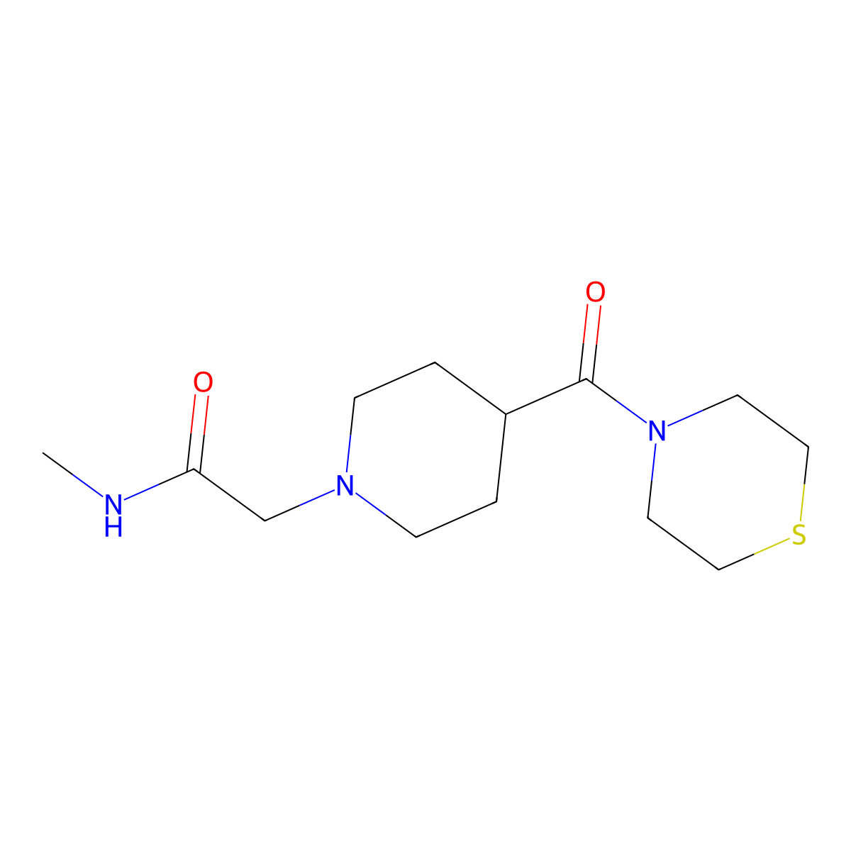 N-methyl-2-[4-(thiomorpholine-4-carbonyl)piperidin-1-yl]acetamide molecular structure, CAS 2770611-91-9
