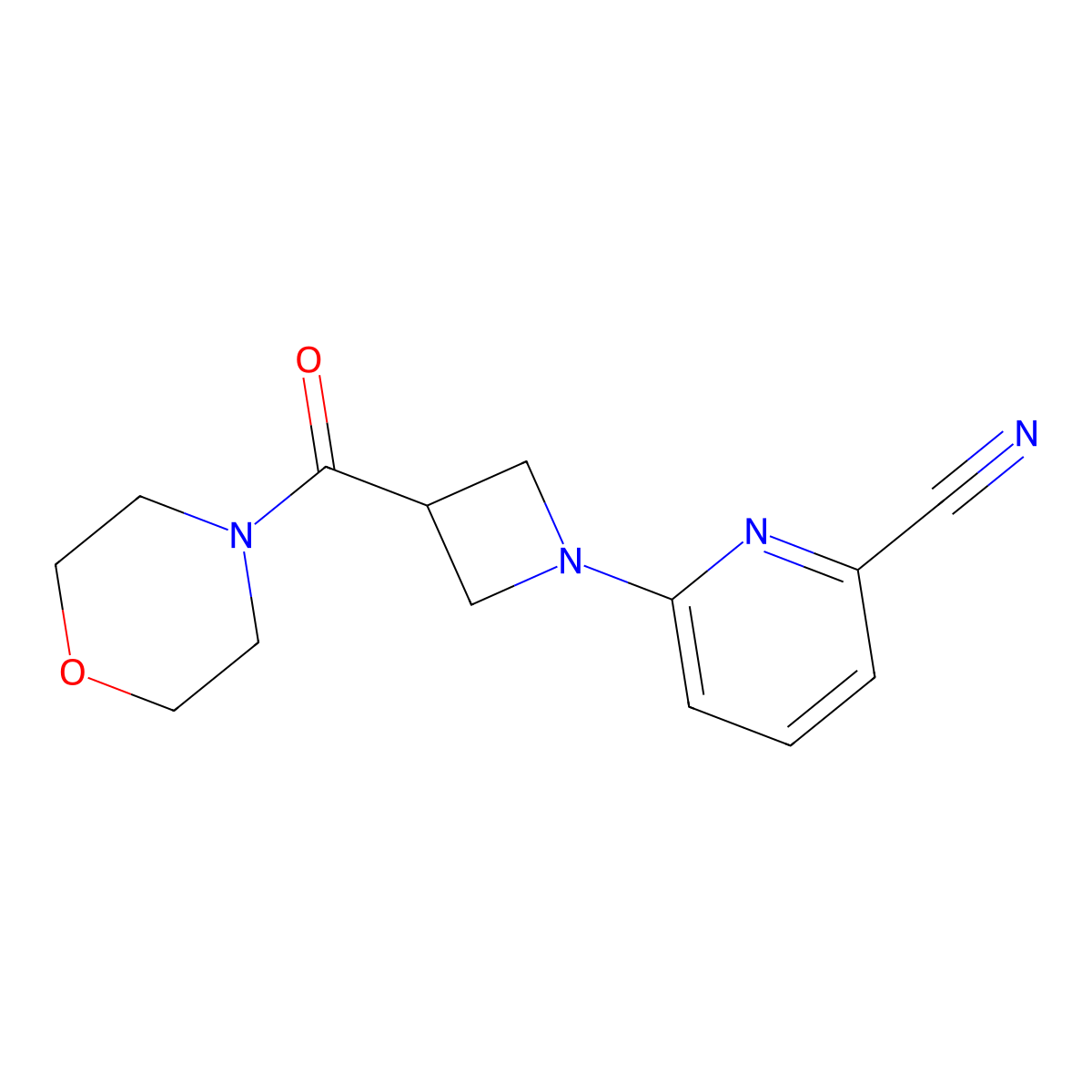 6-[3-(Morpholine-4-carbonyl)azetidin-1-yl]pyridine-2-carbonitrile molecular structure, CAS 2770611-95-3