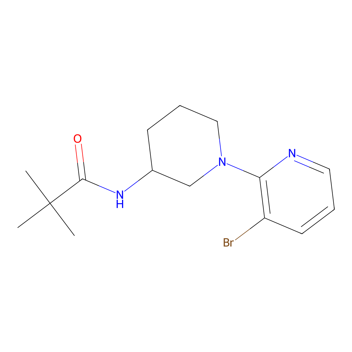 N-[1-(3-bromopyridin-2-yl)piperidin-3-yl]-2,2-dimethylpropanamide molecular structure, CAS 2770611-96-4
