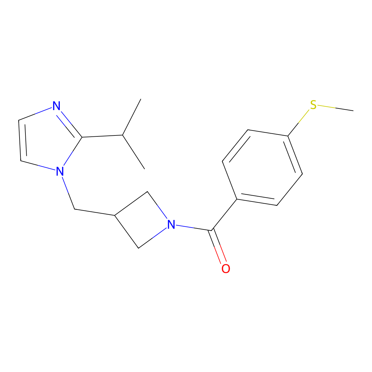 1-({1-[4-(methylsulfanyl)benzoyl]azetidin-3-yl}methyl)-2-(propan-2-yl)-1H-imidazole molecular structure, CAS 2770612-01-4