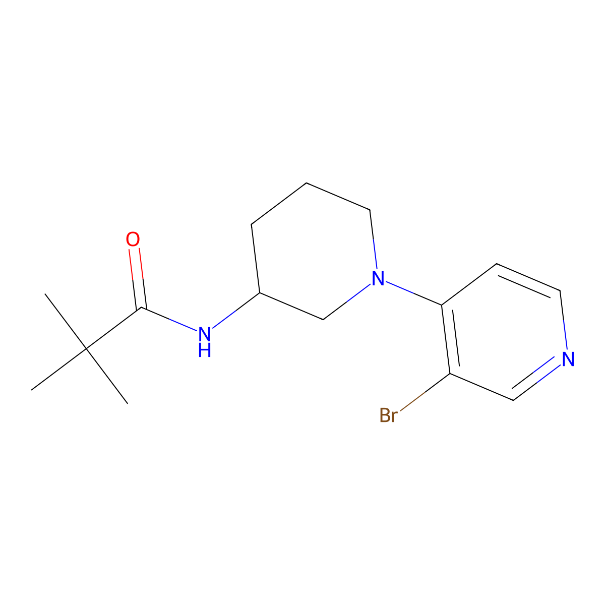 N-[1-(3-bromopyridin-4-yl)piperidin-3-yl]-2,2-dimethylpropanamide molecular structure, CAS 2770612-04-7