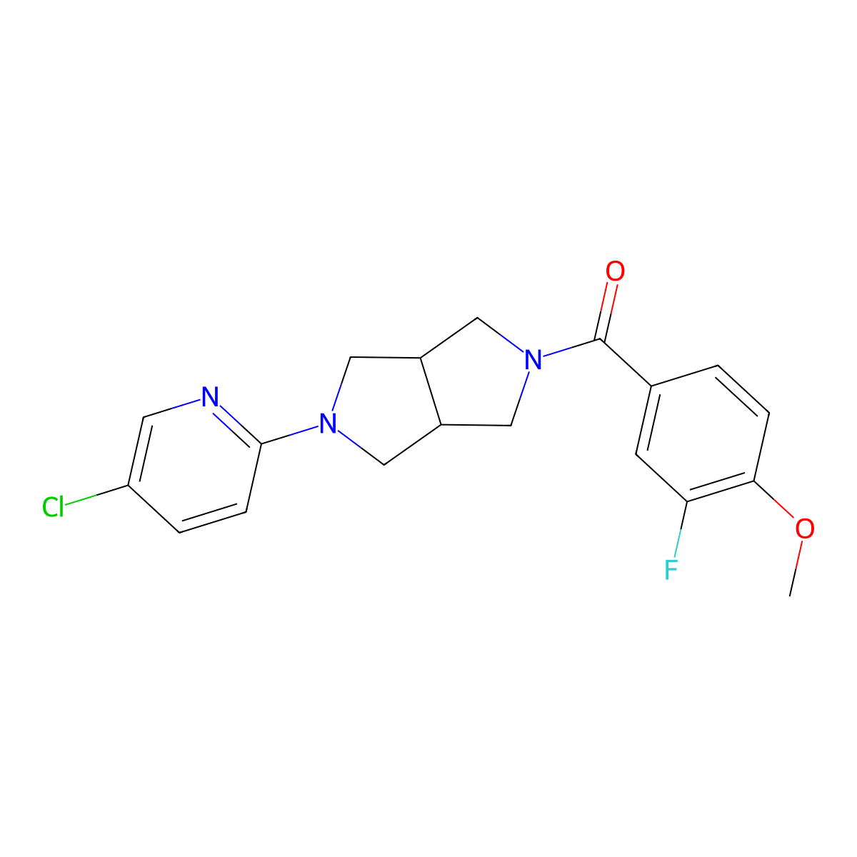5-Chloro-2-[5-(3-fluoro-4-methoxybenzoyl)-octahydropyrrolo[3,4-c]pyrrol-2-yl]pyridine molecular structure, CAS 2770612-06-9