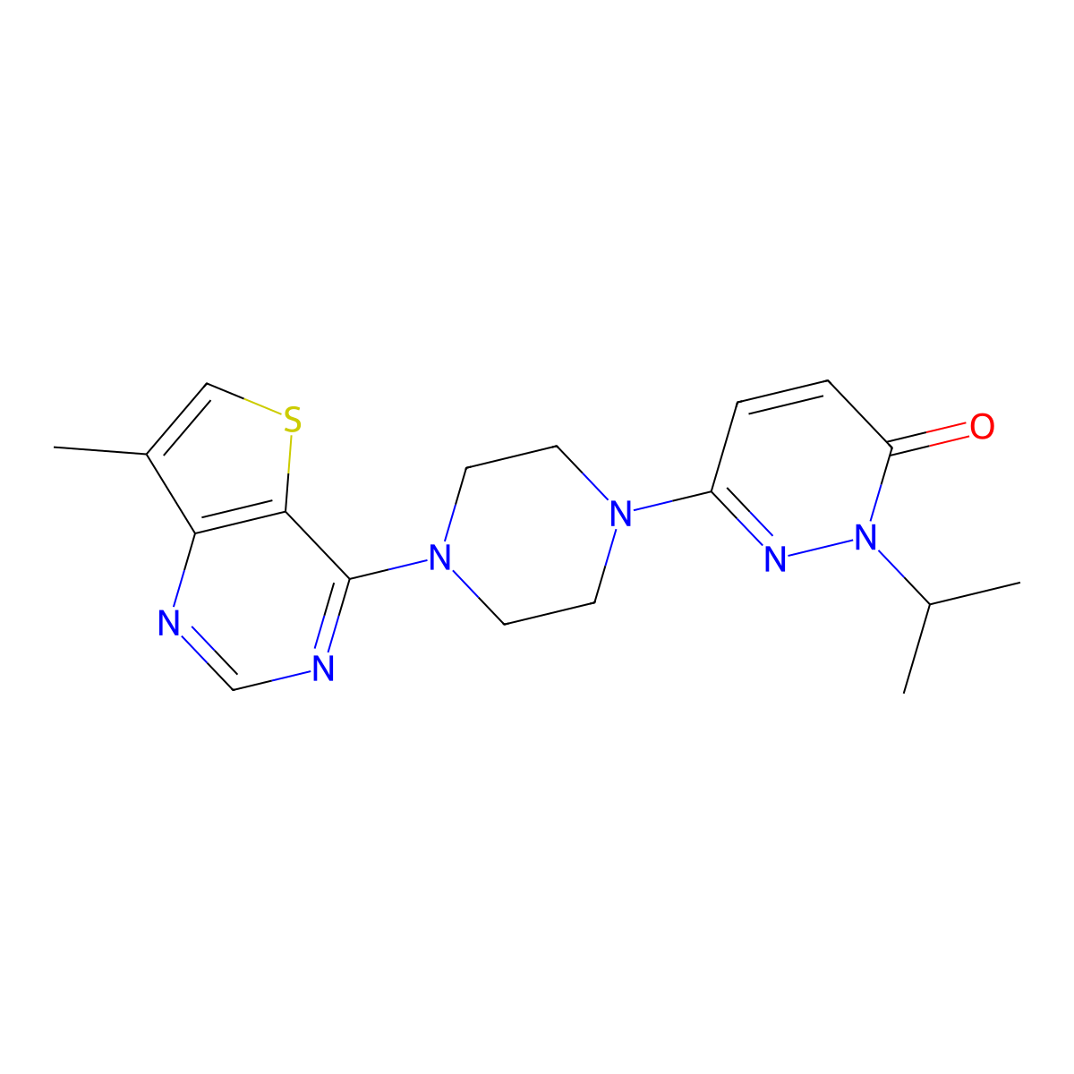 6-(4-{7-Methylthieno[3,2-d]pyrimidin-4-yl}piperazin-1-yl)-2-(propan-2-yl)-2,3-dihydropyridazin-3-one molecular structure, CAS 2770612-11-6