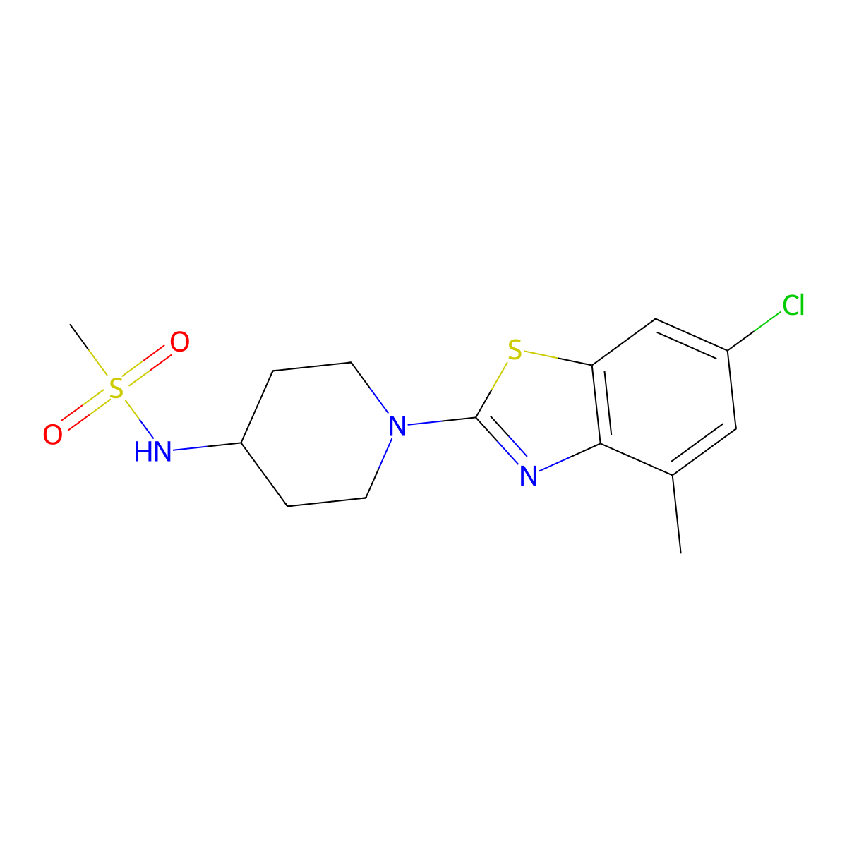 N-[1-(6-chloro-4-methyl-1,3-benzothiazol-2-yl)piperidin-4-yl]methanesulfonamide molecular structure, CAS 2770612-13-8