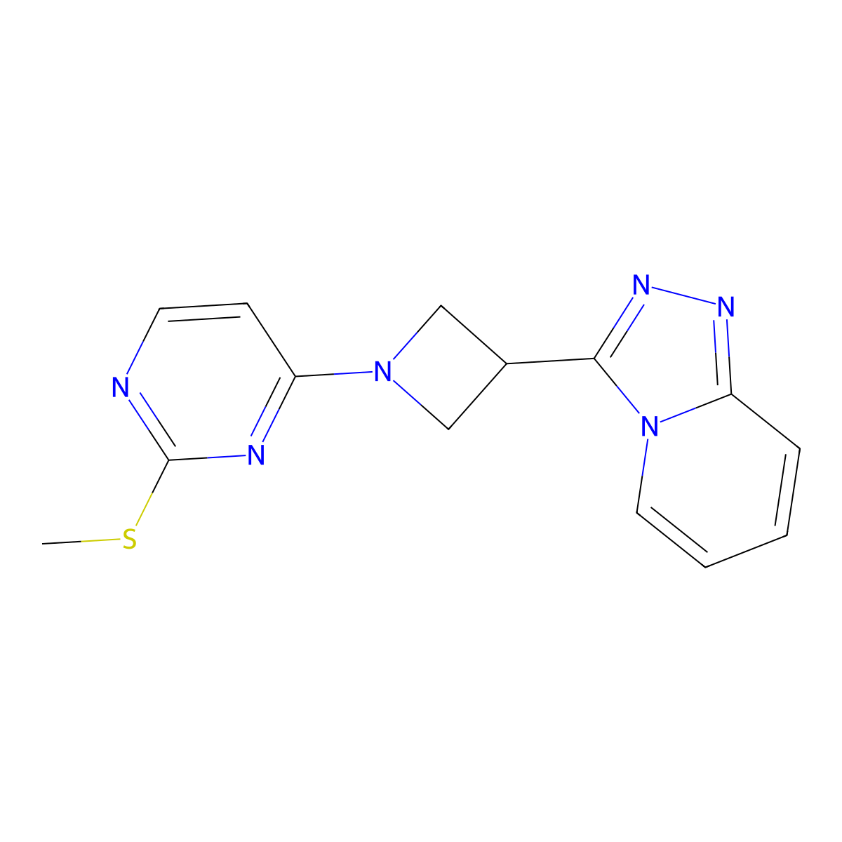 2-(Methylsulfanyl)-4-(3-{[1,2,4]triazolo[4,3-a]pyridin-3-yl}azetidin-1-yl)pyrimidine molecular structure, CAS 2770612-22-9