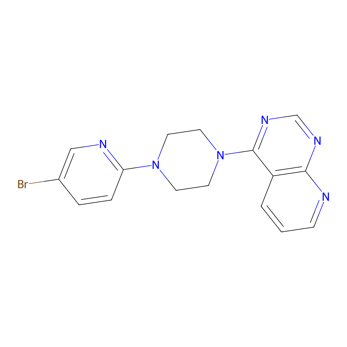 1-(5-Bromopyridin-2-yl)-4-{pyrido[2,3-d]pyrimidin-4-yl}piperazine molecular structure, CAS 2770612-24-1