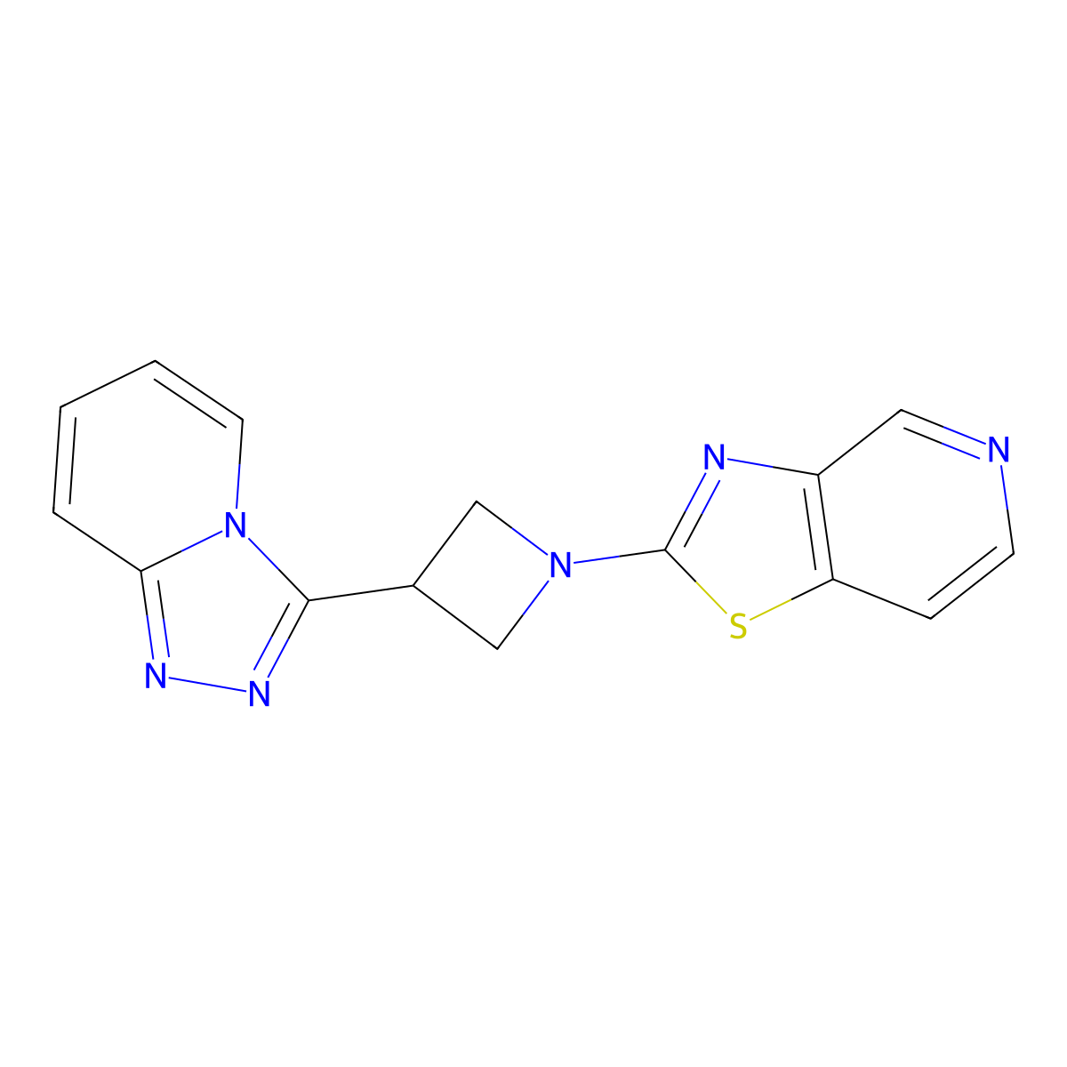 1-{[1,3]Thiazolo[4,5-c]pyridin-2-yl}-3-{[1,2,4]triazolo[4,3-a]pyridin-3-yl}azetidine molecular structure, CAS 2770612-27-4