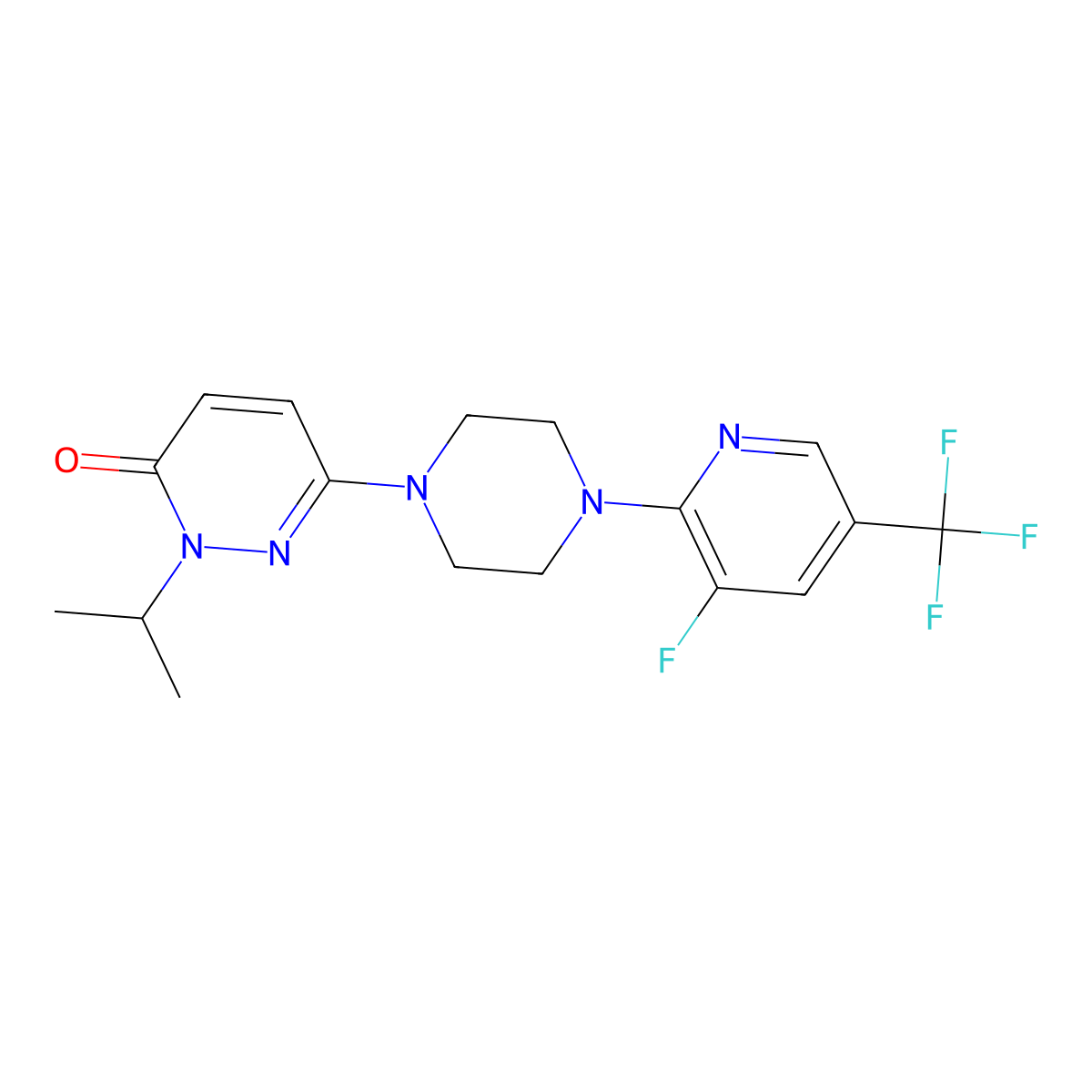 6-{4-[3-Fluoro-5-(trifluoromethyl)pyridin-2-yl]piperazin-1-yl}-2-(propan-2-yl)-2,3-dihydropyridazin-3-one molecular structure, CAS 2770612-29-6