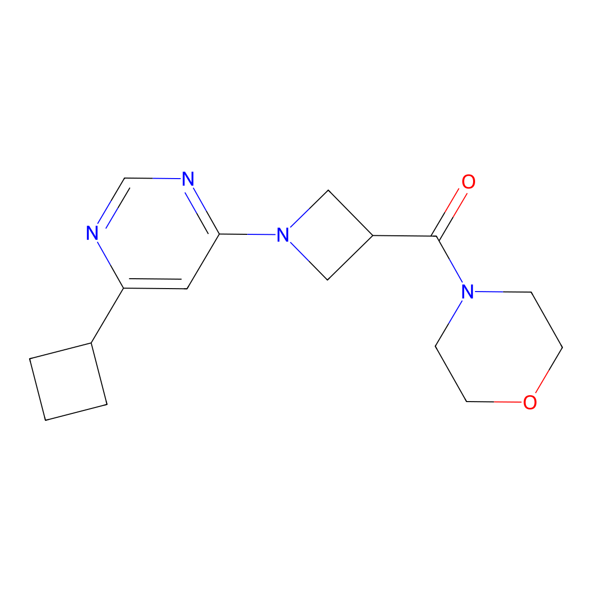 4-[1-(6-Cyclobutylpyrimidin-4-yl)azetidine-3-carbonyl]morpholine molecular structure, CAS 2770612-31-0