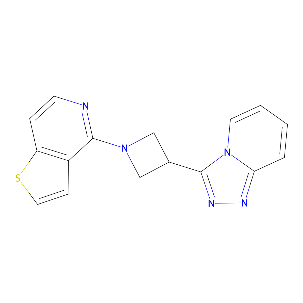 1-{Thieno[3,2-c]pyridin-4-yl}-3-{[1,2,4]triazolo[4,3-a]pyridin-3-yl}azetidine molecular structure, CAS 2770612-36-5