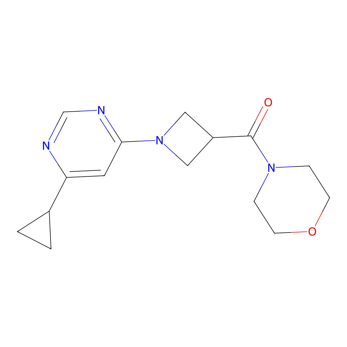4-[1-(6-Cyclopropylpyrimidin-4-yl)azetidine-3-carbonyl]morpholine molecular structure, CAS 2770612-38-7