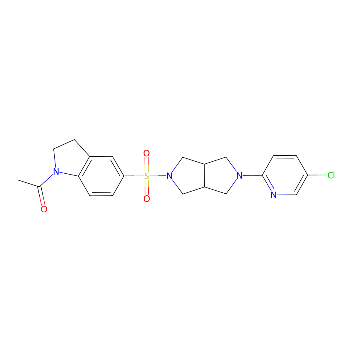 1-(5-{[5-(5-chloropyridin-2-yl)-octahydropyrrolo[3,4-c]pyrrol-2-yl]sulfonyl}-2,3-dihydro-1H-indol-1-yl)ethan-1-one molecular structure, CAS 2770612-44-5