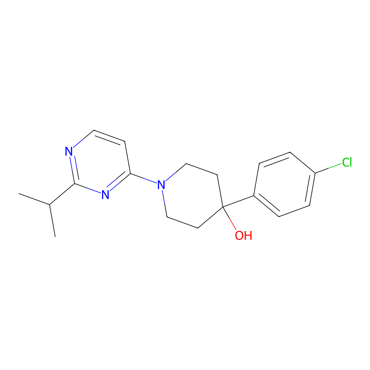 4-(4-Chlorophenyl)-1-[2-(propan-2-yl)pyrimidin-4-yl]piperidin-4-ol molecular structure, CAS 2770612-52-5