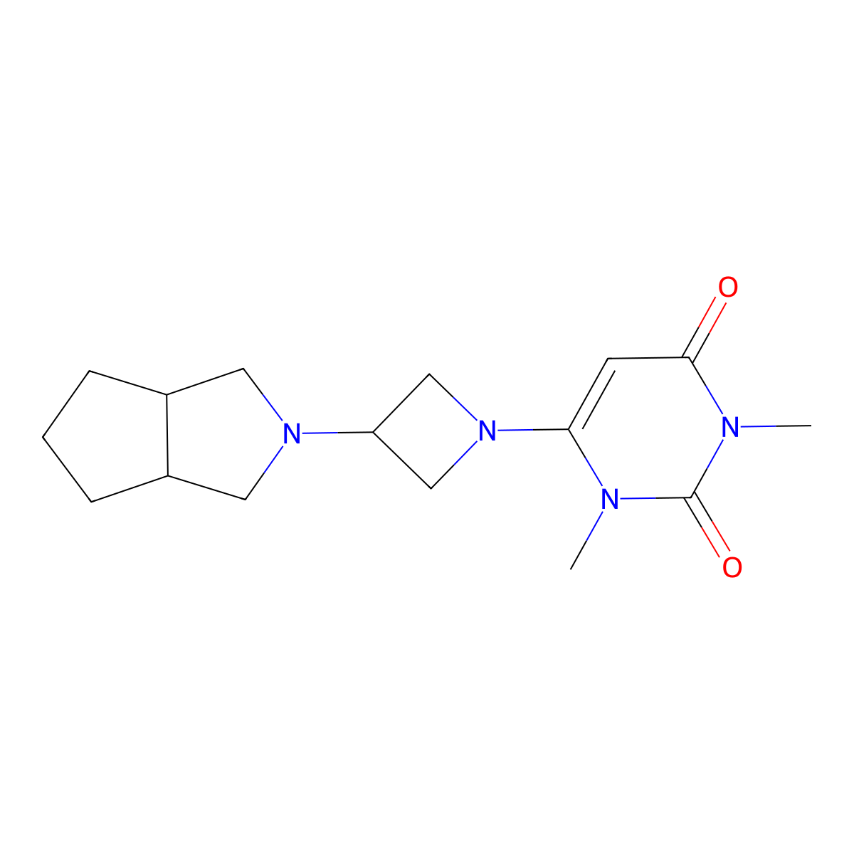 1,3-Dimethyl-6-(3-{octahydrocyclopenta[c]pyrrol-2-yl}azetidin-1-yl)-1,2,3,4-tetrahydropyrimidine-2,4-dione molecular structure, CAS 2770612-53-6