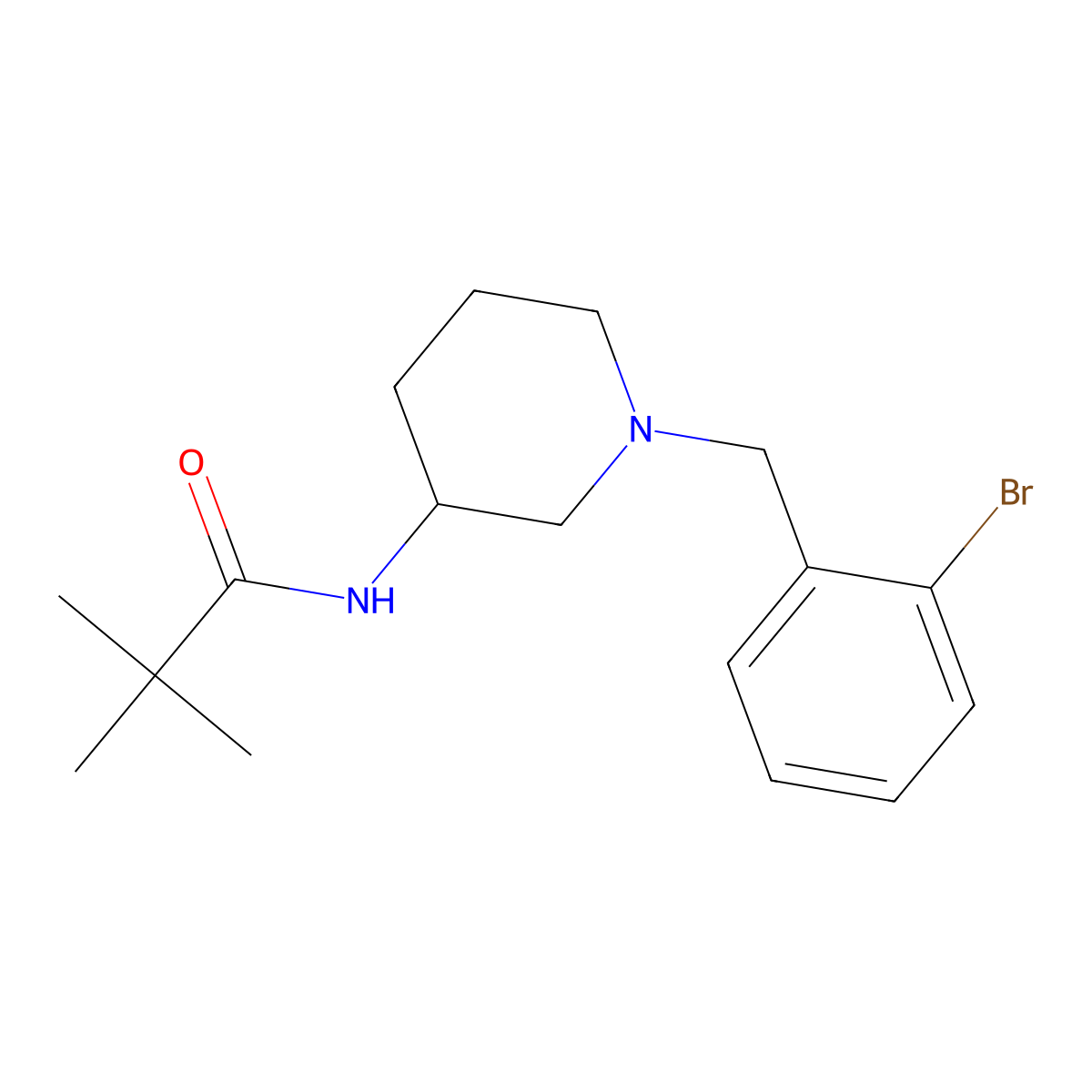 N-{1-[(2-bromophenyl)methyl]piperidin-3-yl}-2,2-dimethylpropanamide molecular structure, CAS 2770612-54-7