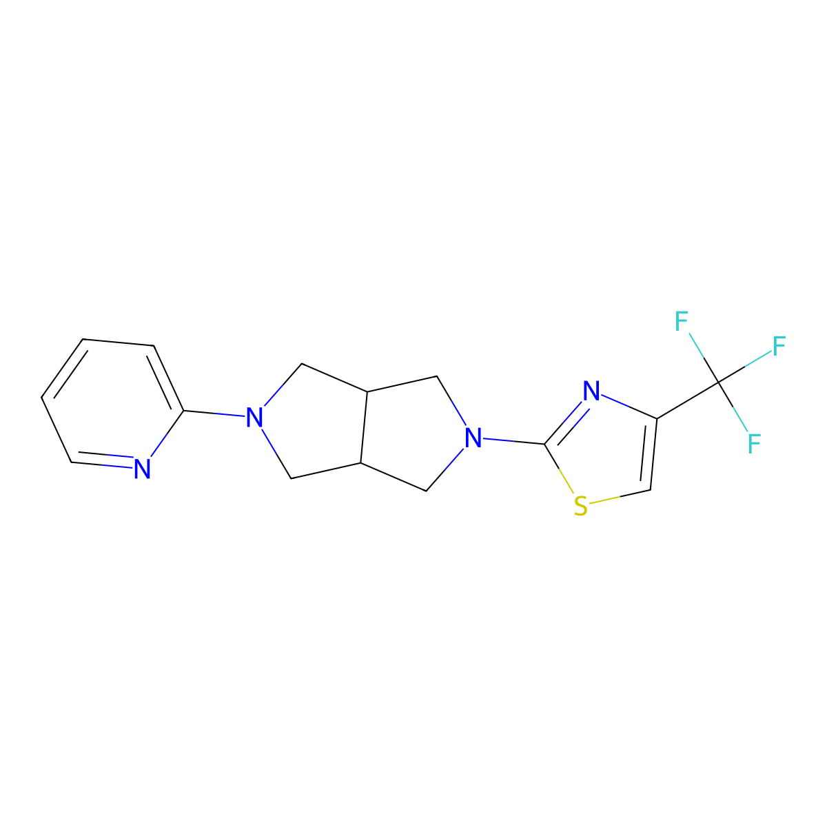 2-{5-[4-(Trifluoromethyl)-1,3-thiazol-2-yl]-octahydropyrrolo[3,4-c]pyrrol-2-yl}pyridine molecular structure, CAS 2770612-55-8