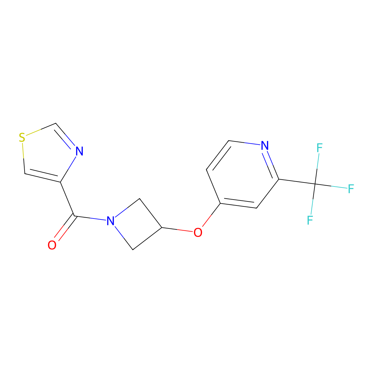 4-{[1-(1,3-Thiazole-4-carbonyl)azetidin-3-yl]oxy}-2-(trifluoromethyl)pyridine molecular structure, CAS 2770612-61-6