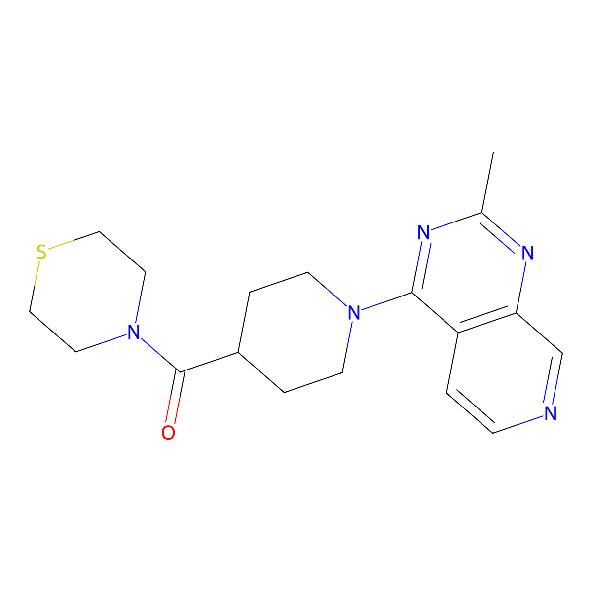 4-(1-{2-Methylpyrido[3,4-d]pyrimidin-4-yl}piperidine-4-carbonyl)thiomorpholine molecular structure, CAS 2770612-62-7