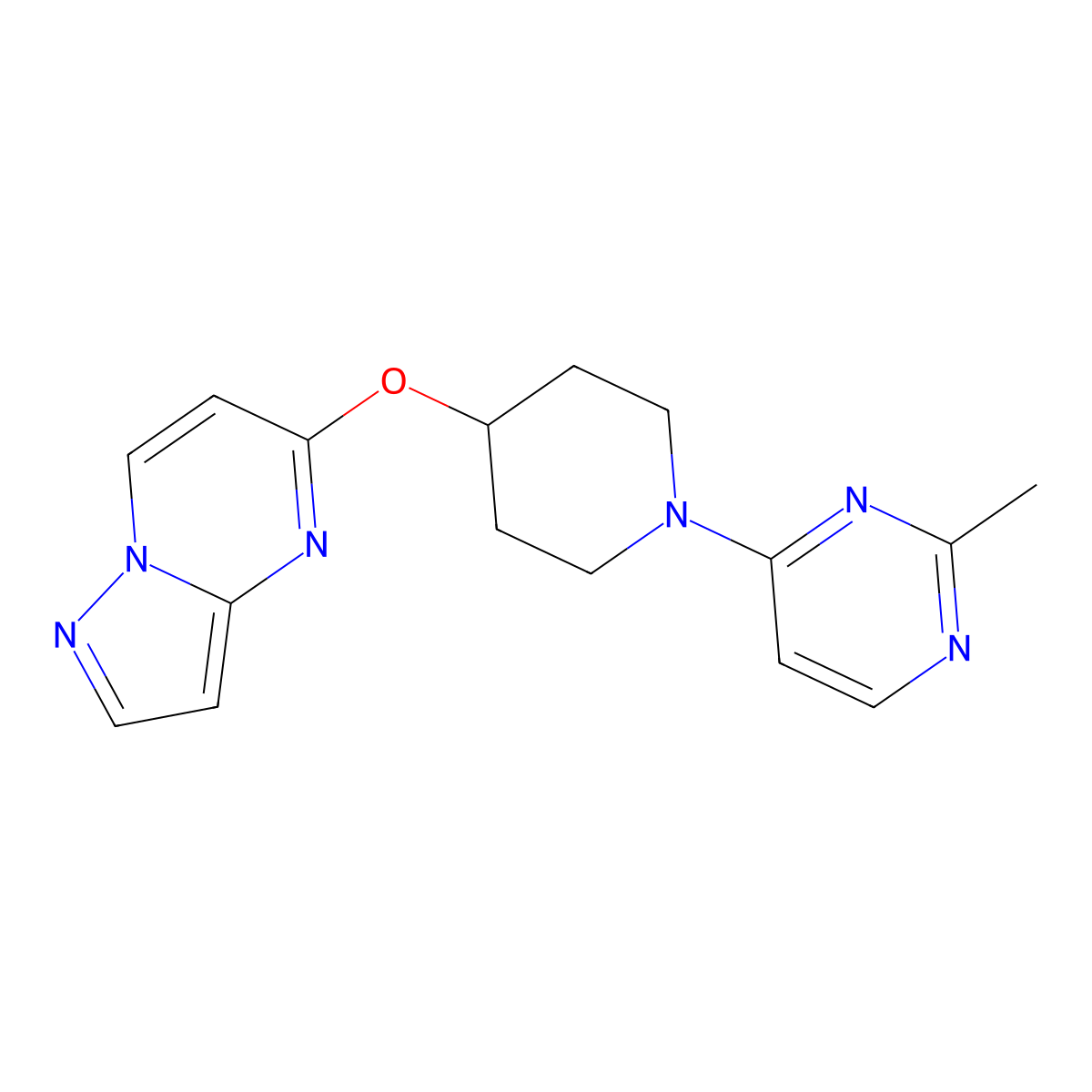 2-Methyl-4-(4-{pyrazolo[1,5-a]pyrimidin-5-yloxy}piperidin-1-yl)pyrimidine molecular structure, CAS 2770612-63-8